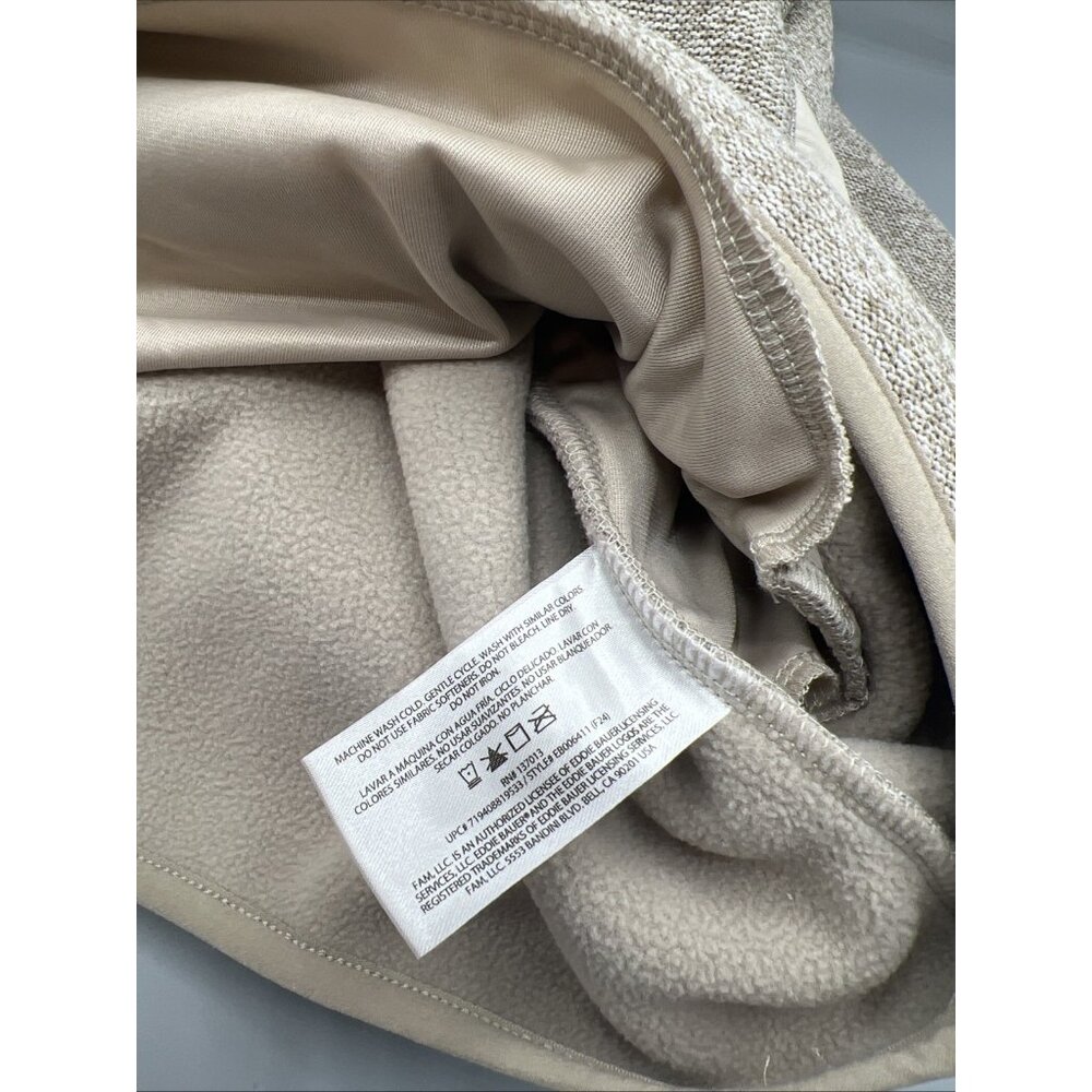 Eddie Bauer Men's 2XL Pullover Sweater Beige Warm Fleece Quarter Snap Pockets - Picture 14 of 16